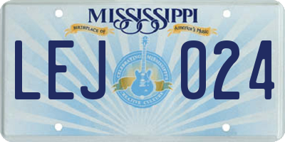 MS license plate LEJ024