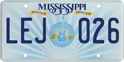MS license plate LEJ026