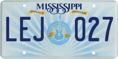 MS license plate LEJ027