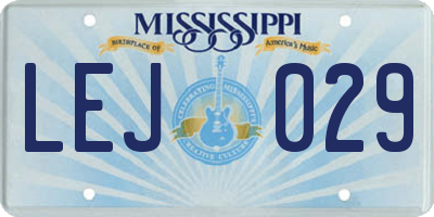 MS license plate LEJ029