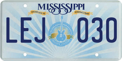 MS license plate LEJ030