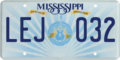 MS license plate LEJ032