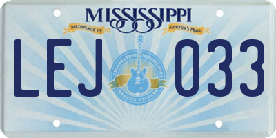 MS license plate LEJ033