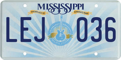 MS license plate LEJ036