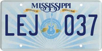MS license plate LEJ037