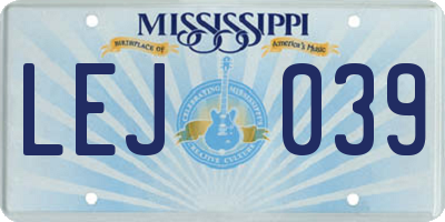 MS license plate LEJ039