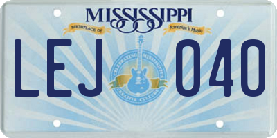 MS license plate LEJ040