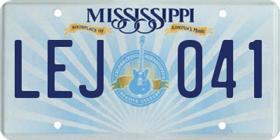 MS license plate LEJ041