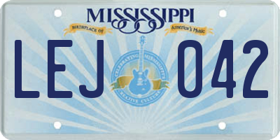 MS license plate LEJ042