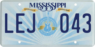 MS license plate LEJ043