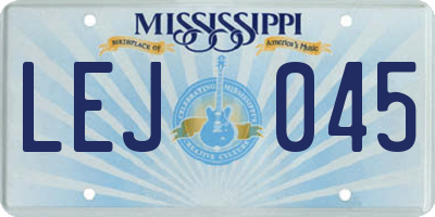 MS license plate LEJ045
