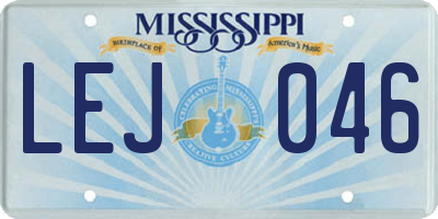 MS license plate LEJ046