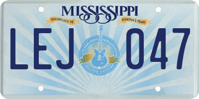 MS license plate LEJ047