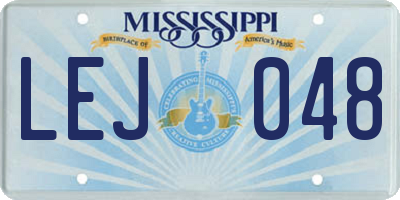 MS license plate LEJ048