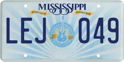 MS license plate LEJ049