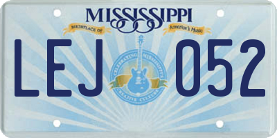 MS license plate LEJ052