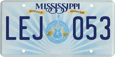 MS license plate LEJ053