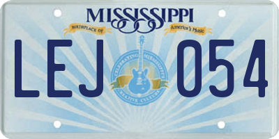 MS license plate LEJ054