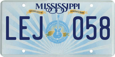 MS license plate LEJ058