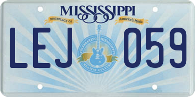 MS license plate LEJ059