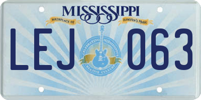 MS license plate LEJ063