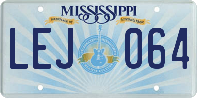 MS license plate LEJ064