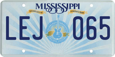 MS license plate LEJ065