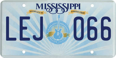 MS license plate LEJ066