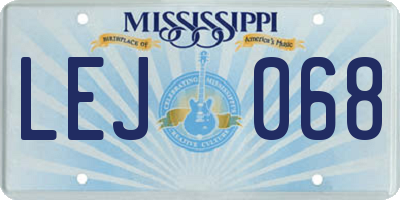 MS license plate LEJ068