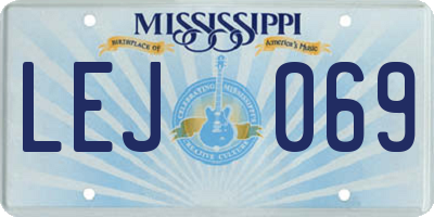 MS license plate LEJ069