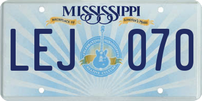 MS license plate LEJ070