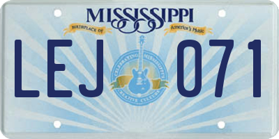 MS license plate LEJ071