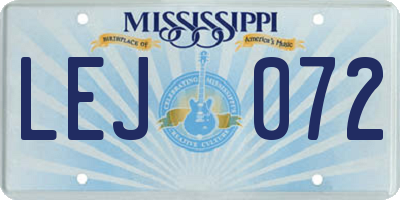 MS license plate LEJ072