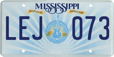 MS license plate LEJ073