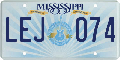 MS license plate LEJ074