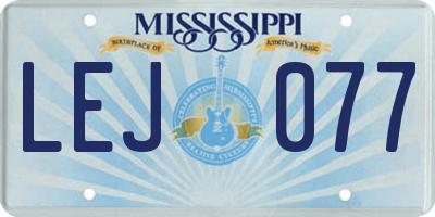 MS license plate LEJ077