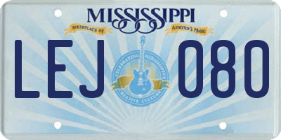 MS license plate LEJ080