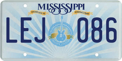 MS license plate LEJ086