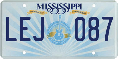 MS license plate LEJ087