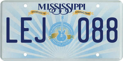 MS license plate LEJ088