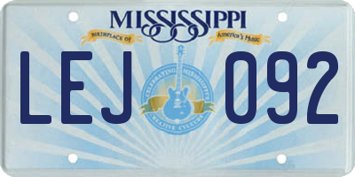 MS license plate LEJ092