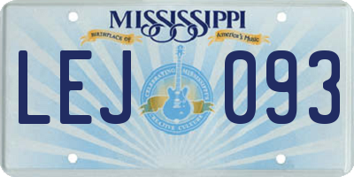 MS license plate LEJ093