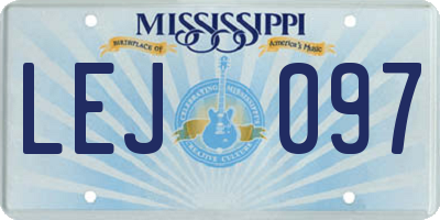 MS license plate LEJ097