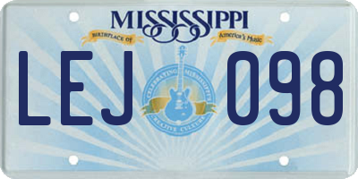 MS license plate LEJ098
