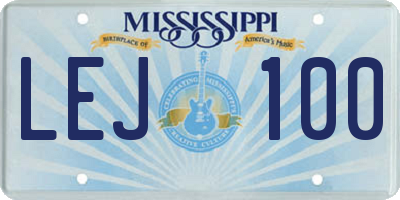 MS license plate LEJ100
