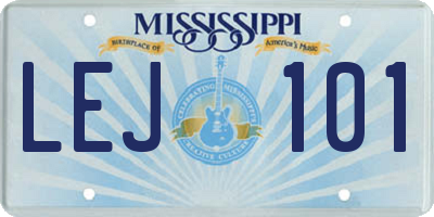 MS license plate LEJ101