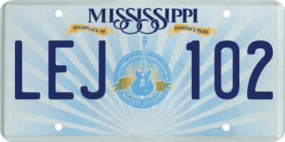 MS license plate LEJ102