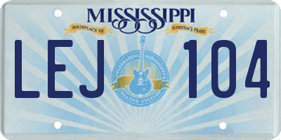 MS license plate LEJ104