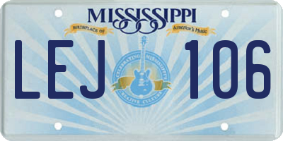 MS license plate LEJ106