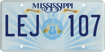 MS license plate LEJ107